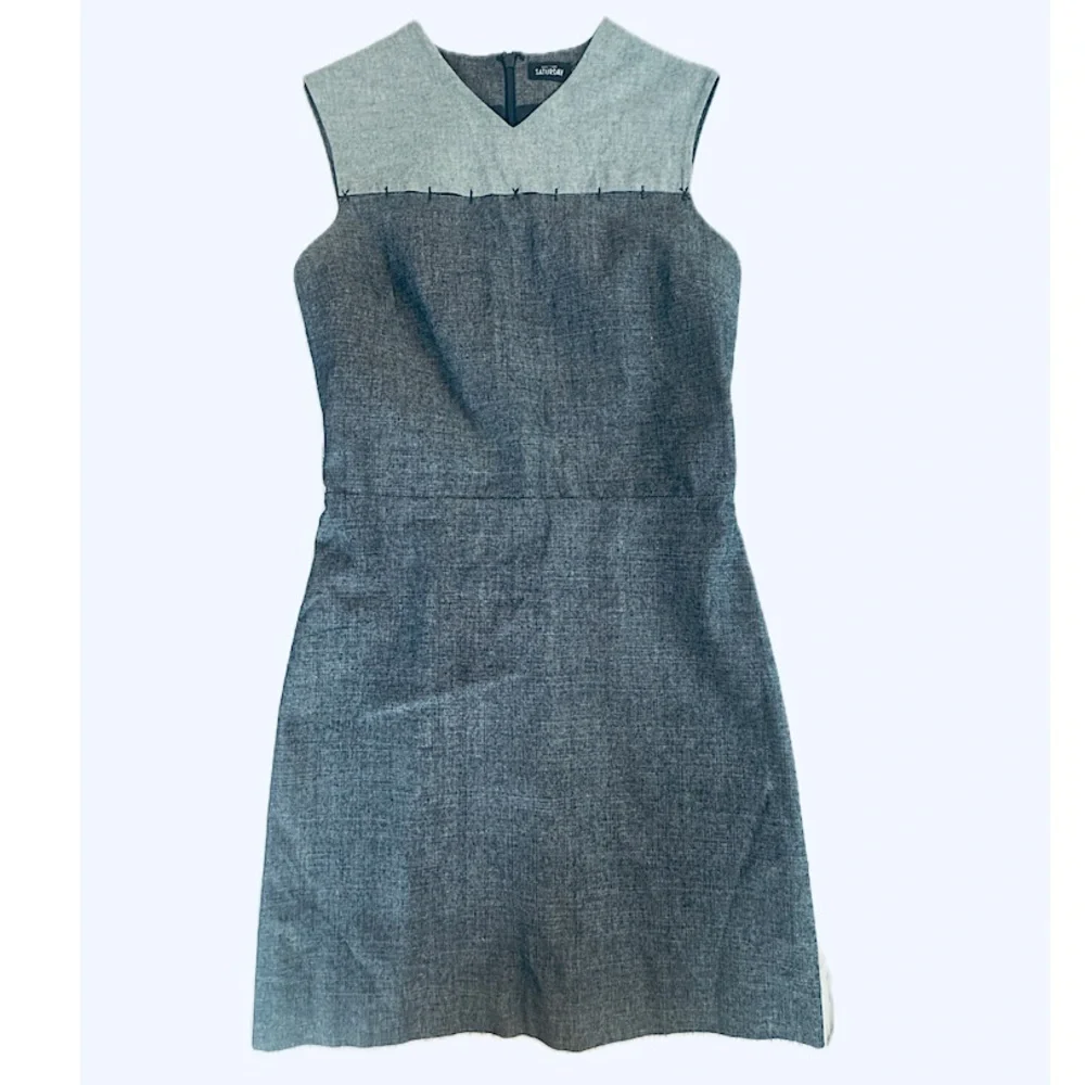 Kate Spade Saturday Sleeveless Embroidered Panel 2-Tone Chambray Dress Sz XS